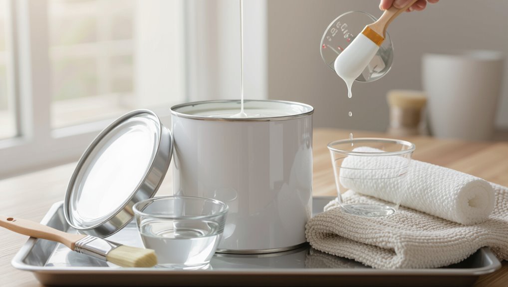 thin latex paint carefully