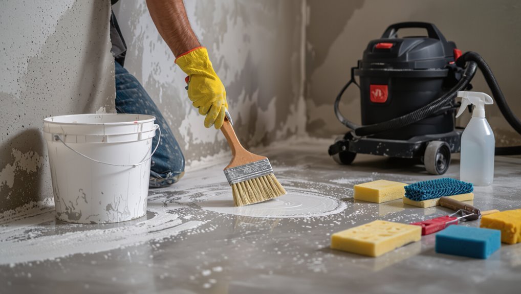 thoroughly clean concrete surface
