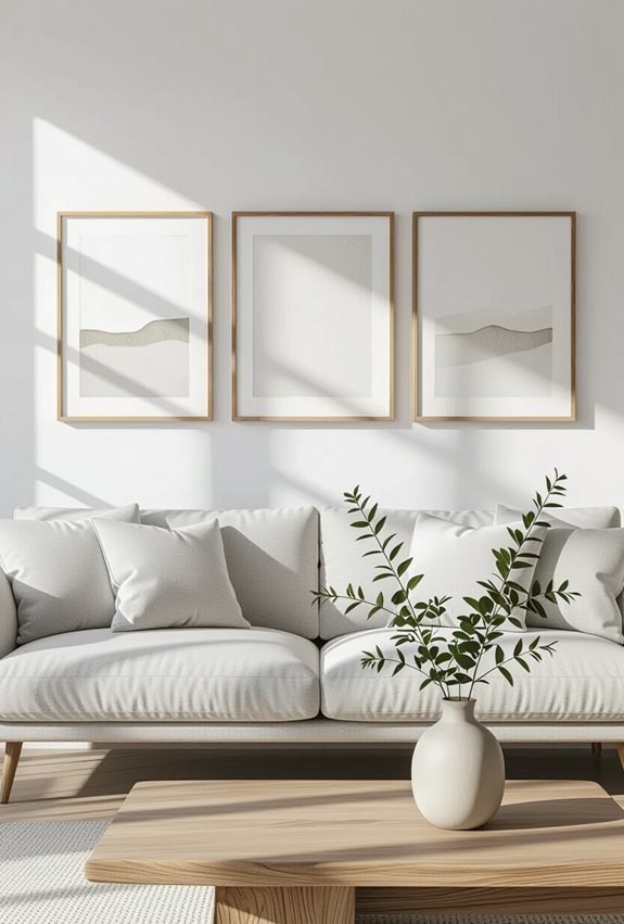three frames centered above
