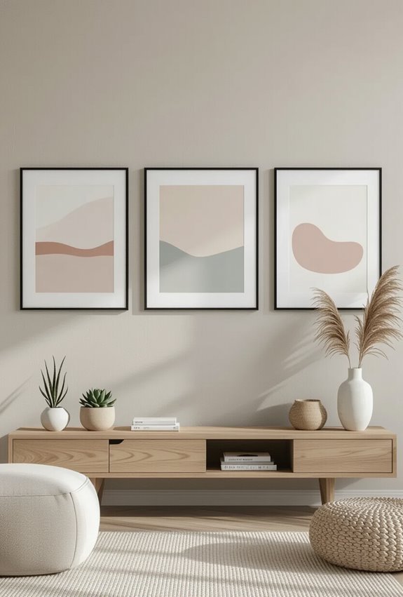 three minimalist frames evenly spaced