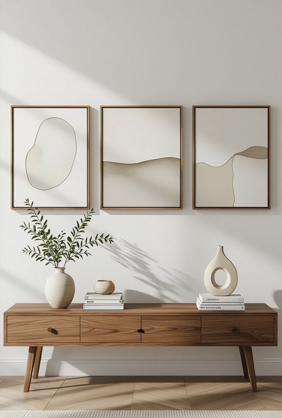 three paintings evenly spaced