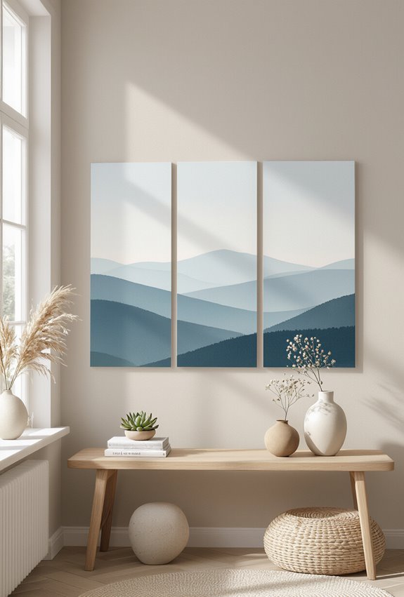 three panel coastal textured elegance