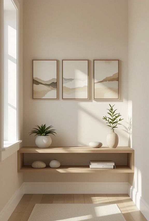 three small paintings vertically