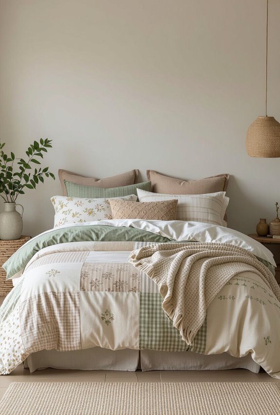 thrifted mixed pattern cozy bedding