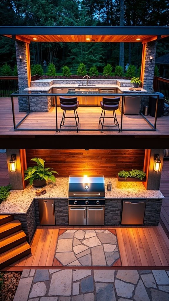 tiered outdoor cooking area