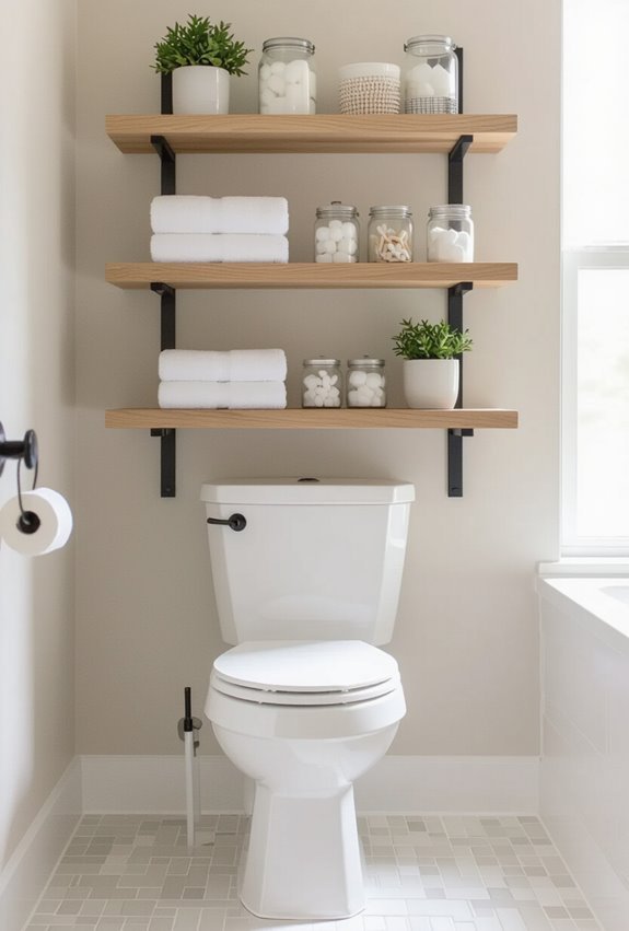 tiered over toilet layered storage