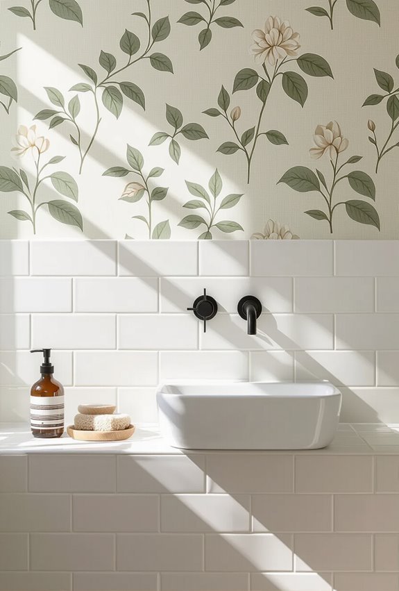 tile base wallpapered upperwall