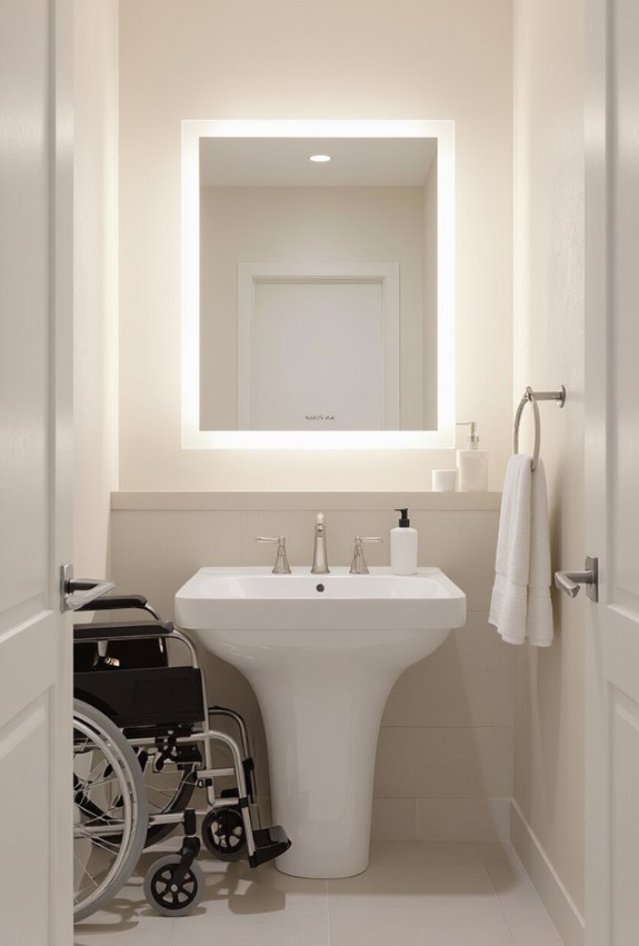 tilted anti fog accessible mirrors