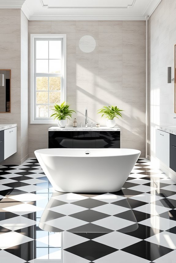 timeless checkerboard bathroom elegance