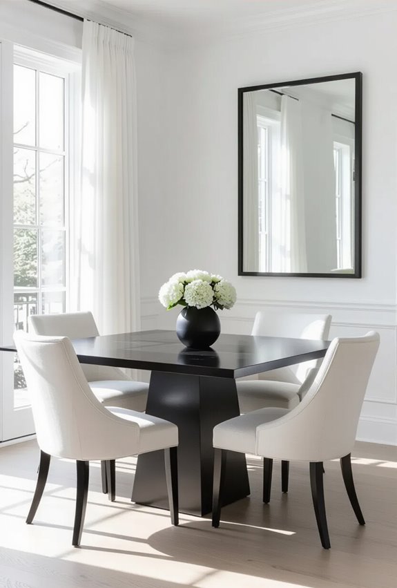 timeless monochrome contrast dining