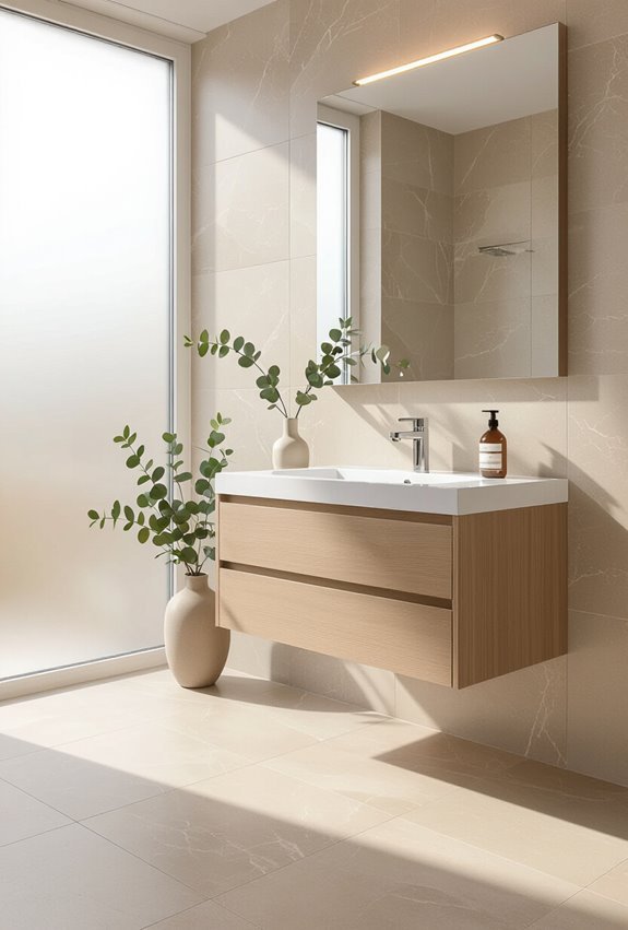 timeless neutral large tile backdrop