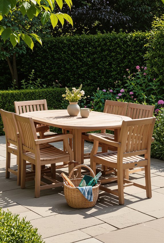 timeless teak curated curved slatted furniture