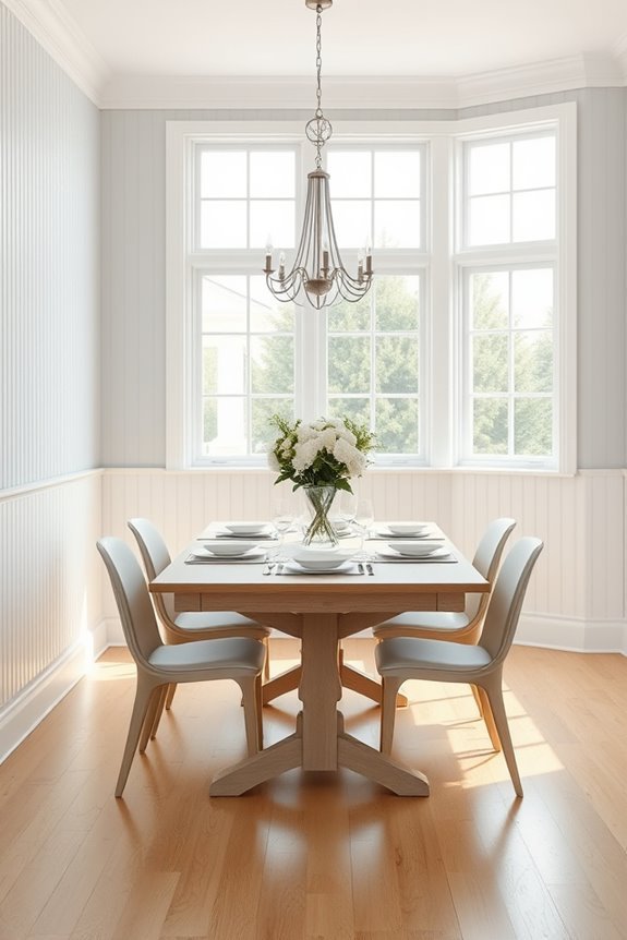 timeless white beadboard wainscoting