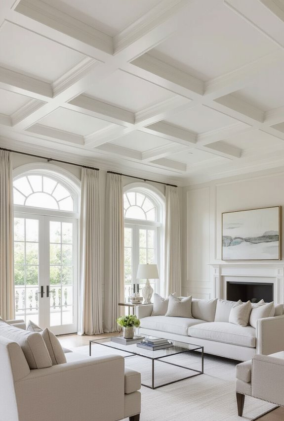 timeless white coffered ceiling