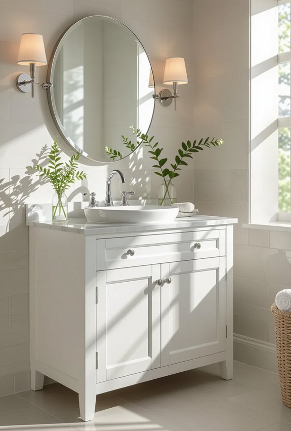 timeless white marble accented cabinetry