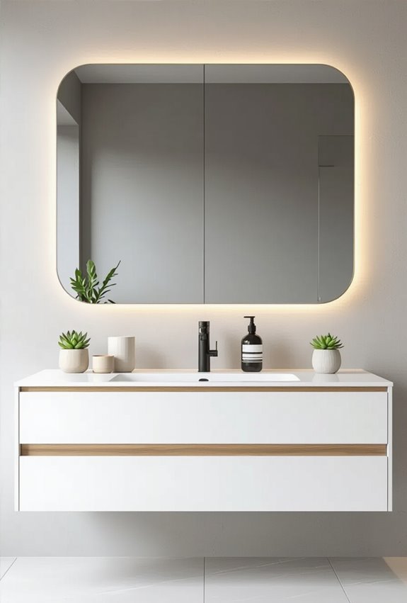 tinted decorative bathroom vanity mirrors