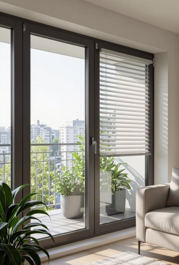 tinted glass with smart blinds