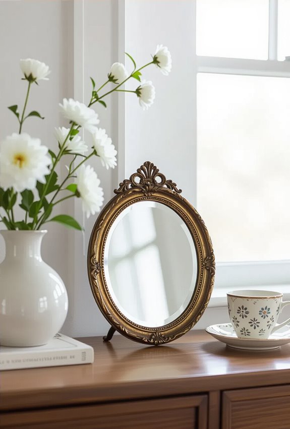 tiny vintage mirrors brighten corners