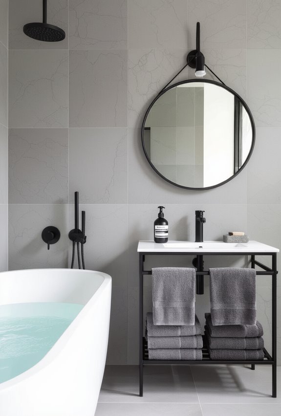 tonal layered monochrome bathroom design
