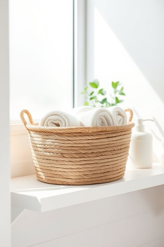 towels organized in basket