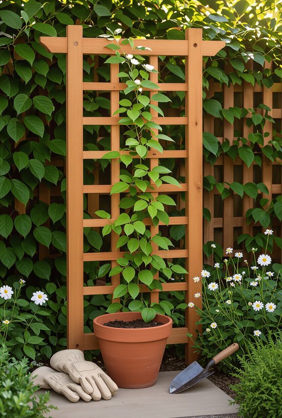 train vines on trellises