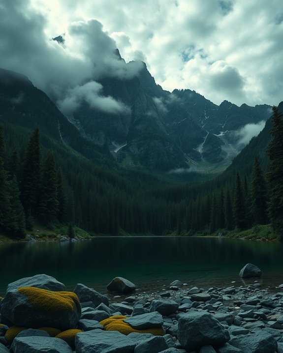 tranquil moody mountain landscapes