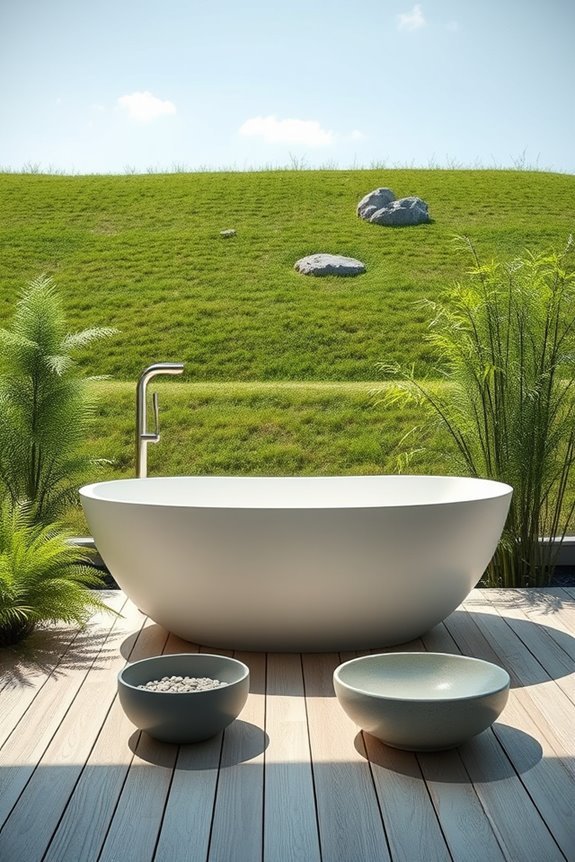 tranquil outdoor minimalist bathtubs