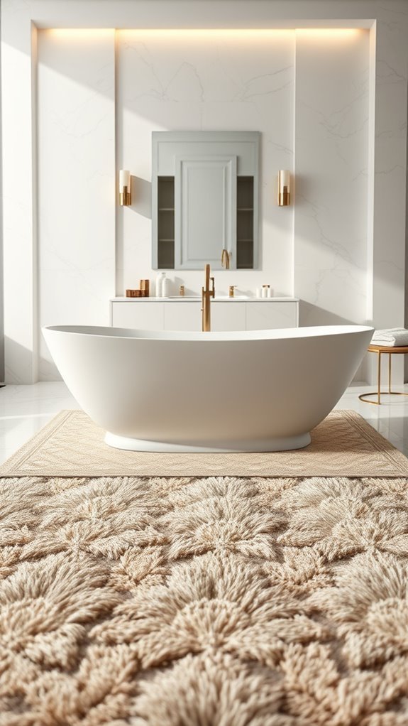 transform bathroom with rugs