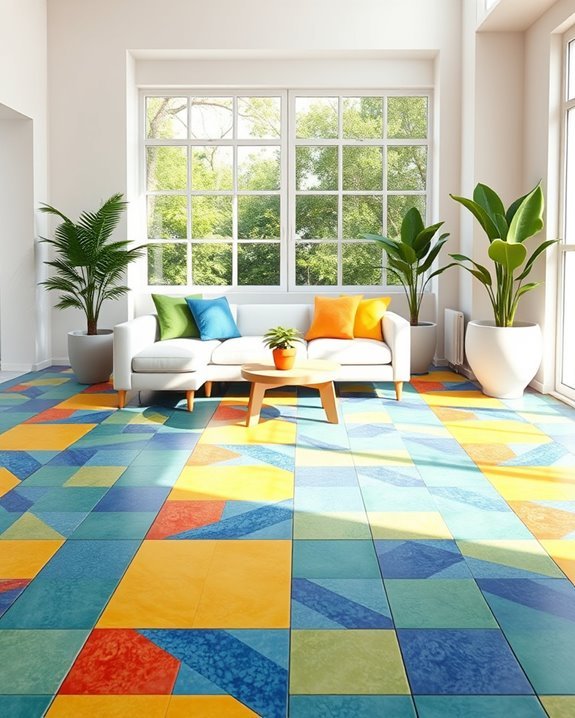 transformative geometric floor tiles