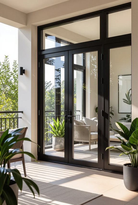 transom lit balcony door seating