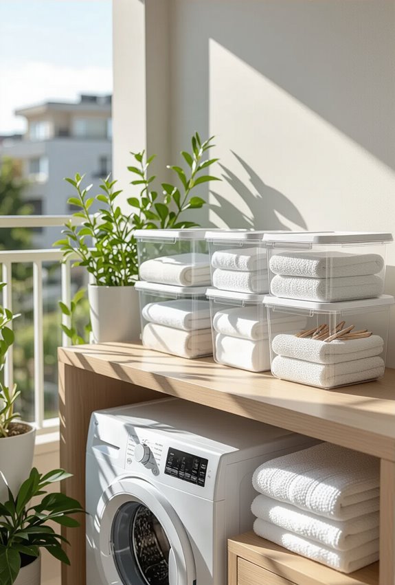 transparent bins for laundry essentials