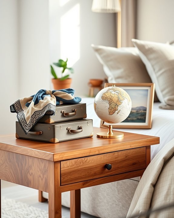 travel themed bedside decor