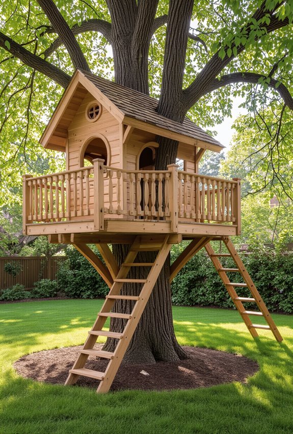 treehouse platform with railings