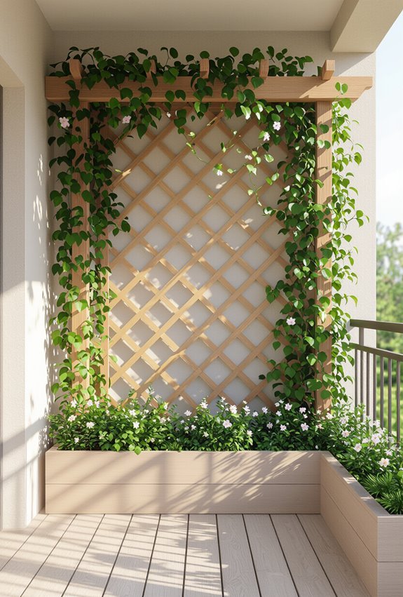 trellised vertical climbing plant display