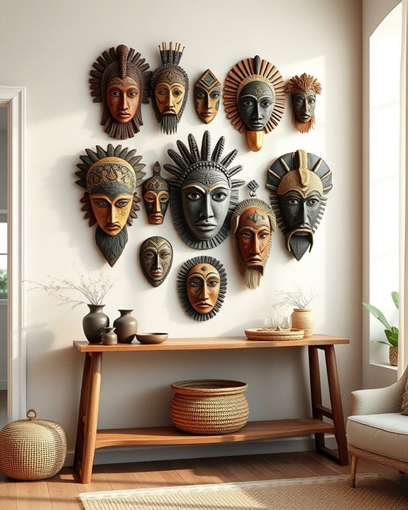 tribal masks as decor