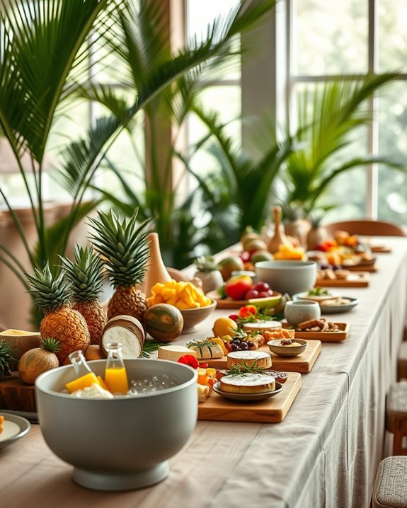 tropical paradise buffet setup