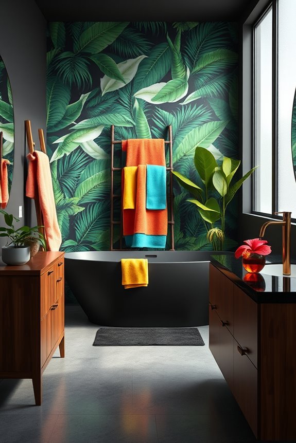 tropical textiles against black