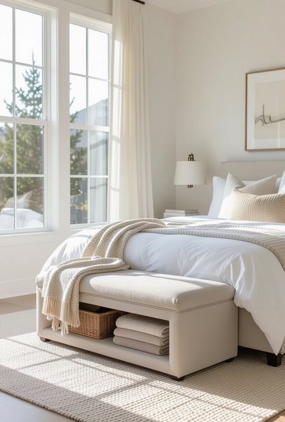 tufted leather storage bench