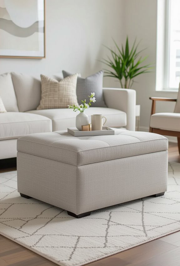 tufted neutral storage ottomans