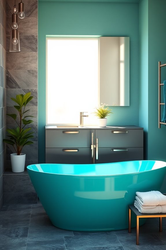 turquoise and steel grey