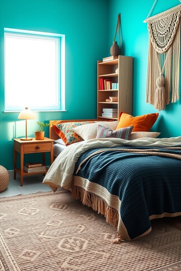 turquoise walls bohemian textiles