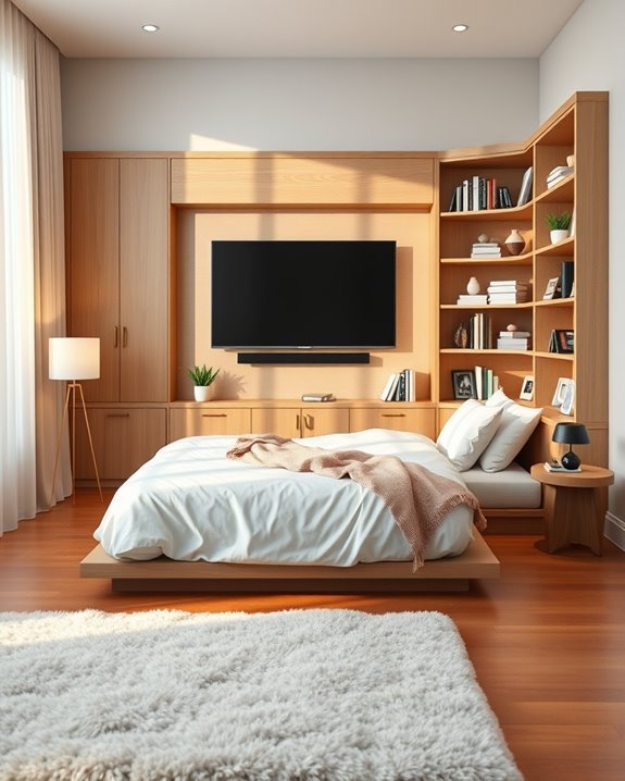 tv integrated with bookcase