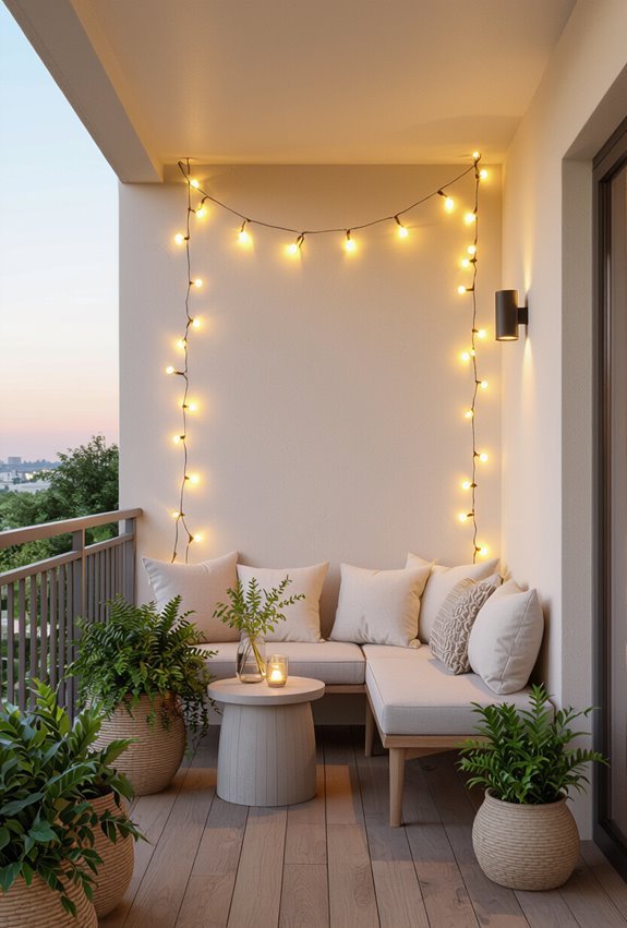 twinkling balcony string lightscape