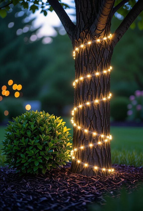 twinkling led wrapped garden silhouettes