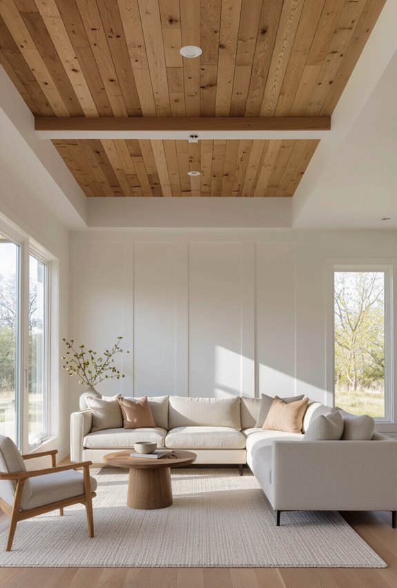 two tone coffered wood ceiling