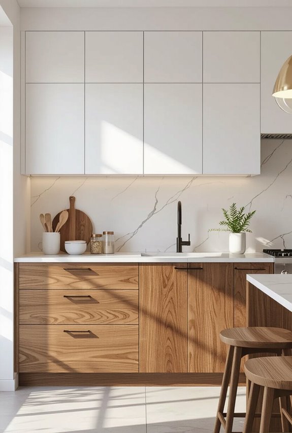 two tone kitchen cabinet contrast