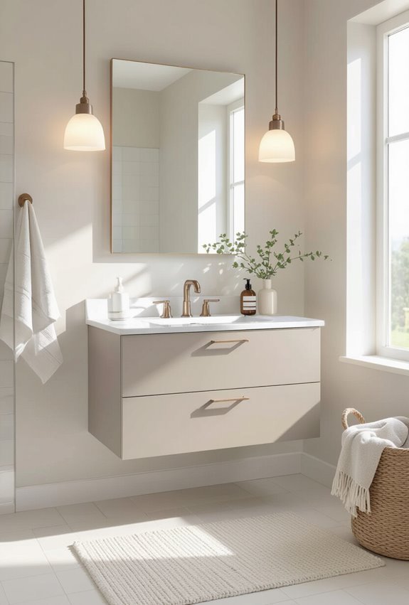 two tone vanity contrasting drawers