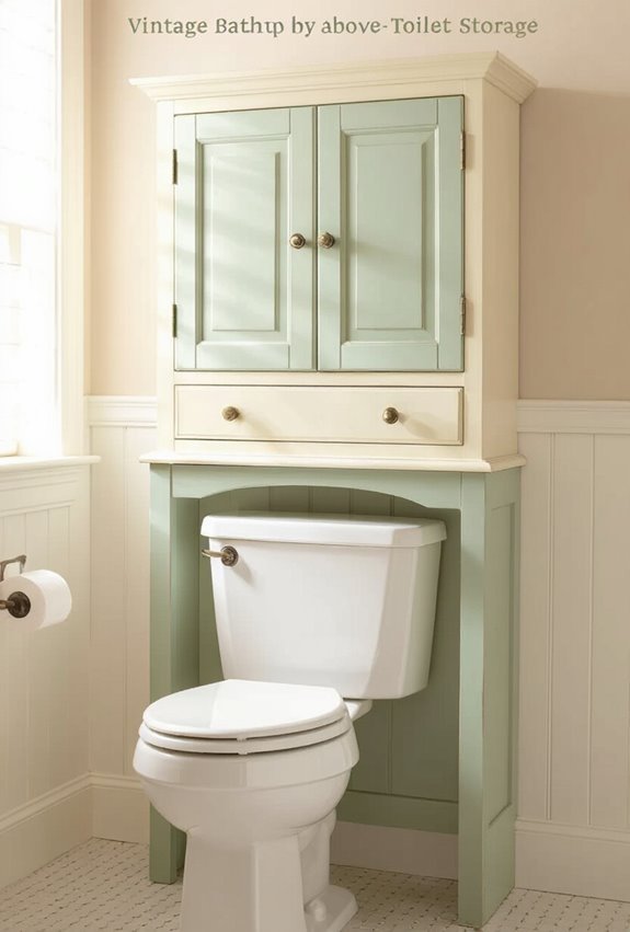 two tone vintage bathroom storage