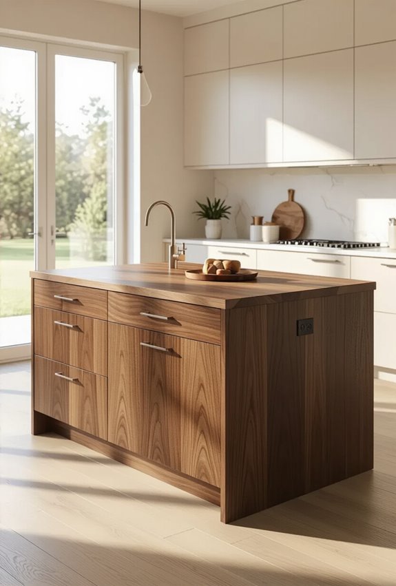 two tone walnut kitchen island