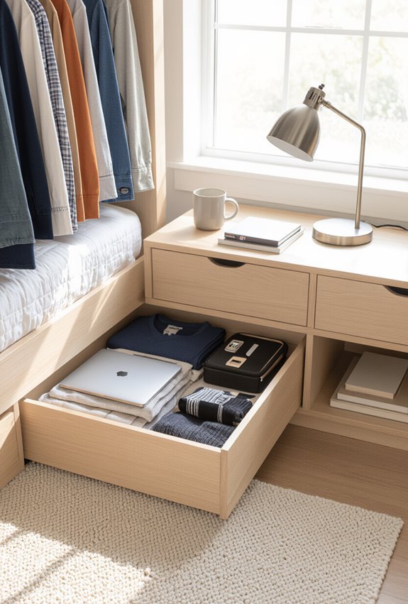 under bed labeled rolling drawers
